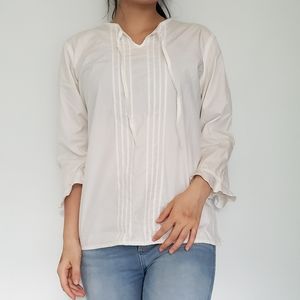 Women's Pleated Blouse with Ruffled Sleeves